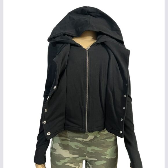 Dereon NWOT Stylish Hoodie Full Zip & Snap Closure Long Sleeve Small Black - Picture 7 of 7